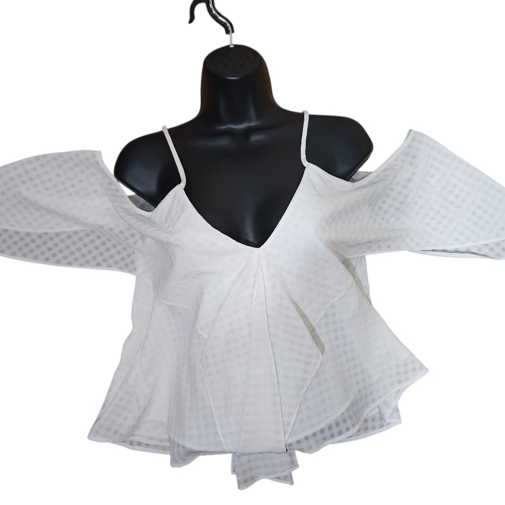 The Fifth Label White Open Shoulder Spaghetti Strap Blouse Small